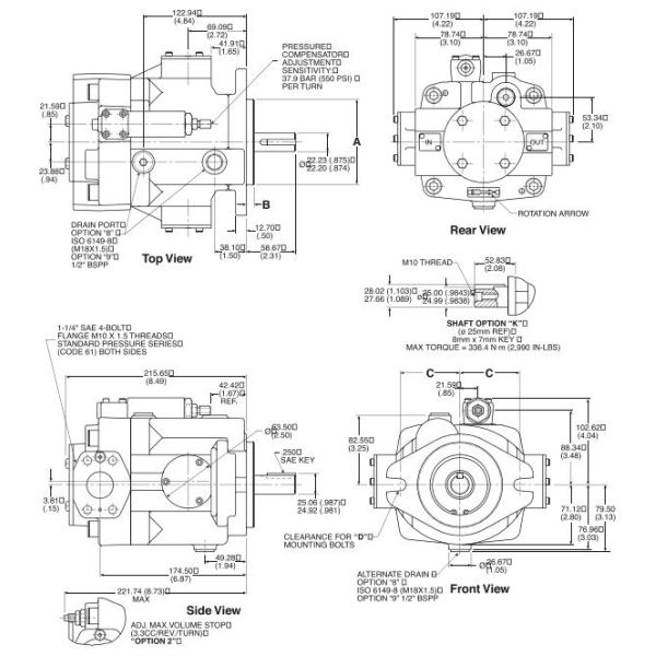 Parker PVP Series Hydraulic Piston Pump with 1 Year Warranty 100% New Replaceable Bronze Port Plate