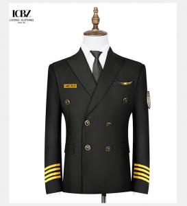 China Custom Airline Aviation Black Navy Blue Pilot Uniforms Staff Uniforms for Men and Women on sale