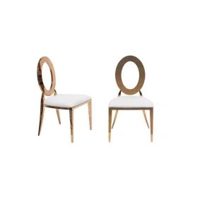 Cheap Wedding Party Event Stainless Steel Golden Round Backrest Dining Chair wholesale