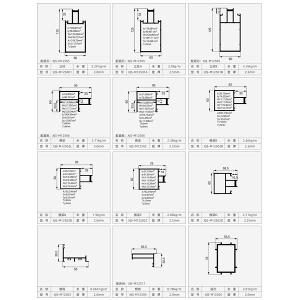 Upright Aluminum Curtain Wall Profiles Anodizing Aluminium Building Frame
