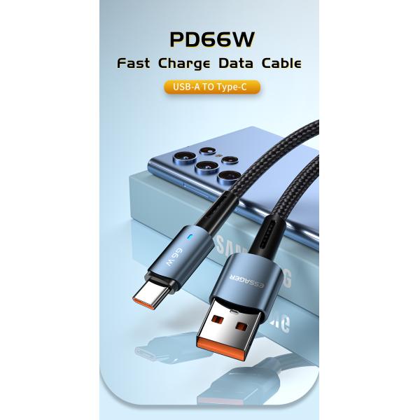 Essager Super Charger USB A To C Data Cable USB2.0 6A PD 66W