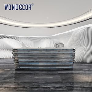 Silvery Luxury Reception Desk Commercial Modern Reception Counter