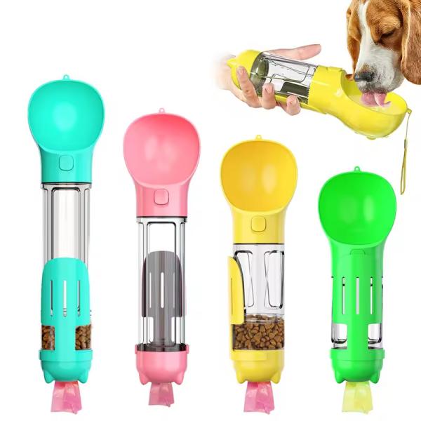 4 In 1 Dog Travel Bottles Leak Proof Portable Dog Water Dispenser Multifunctional With Poop Bag