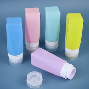 Buy cheap Toiletries Squeeze Silicone Travel Bottle Set Refillable Square Shape 90ml from wholesalers
