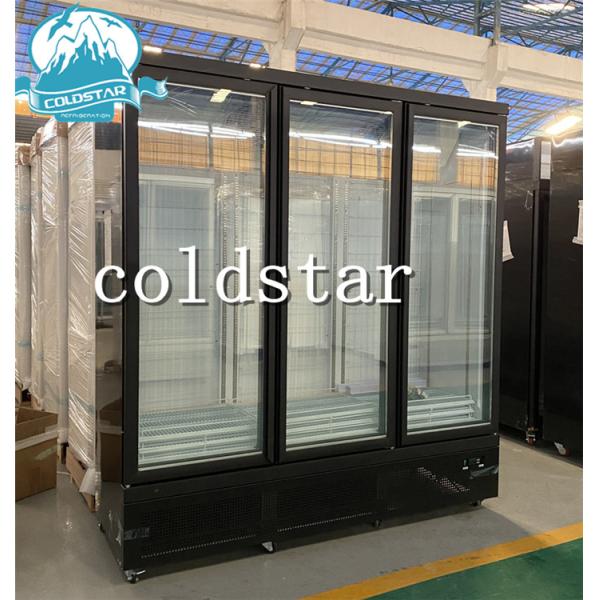 1500L Glass Door Fan Cooling Commercial Upright Showcase Fridge Supermarket Vertical Freezer