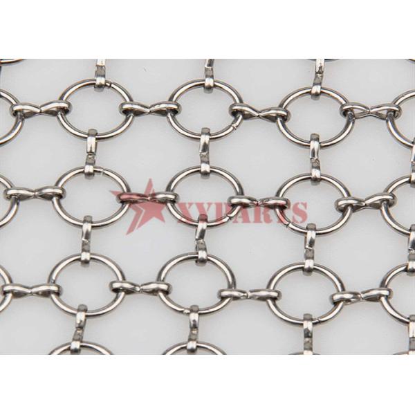 Gold Color Ring Mesh Curtain Linked With 'S' Hook As Space Divider For Hotel Decoration