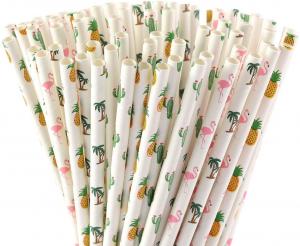 China Hawaiian Tropical Party Pineapple 12mm Paper Straws Luau Decorations on sale