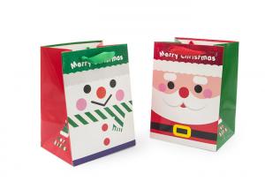 Cheap Full Color Printed Merry Christmas Gift Bags With Glitter CE Certification wholesale