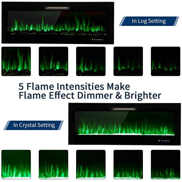 Electric Fire Place with 9 Flame Colors Wall Mounted Electric Fireplace Heater Flame