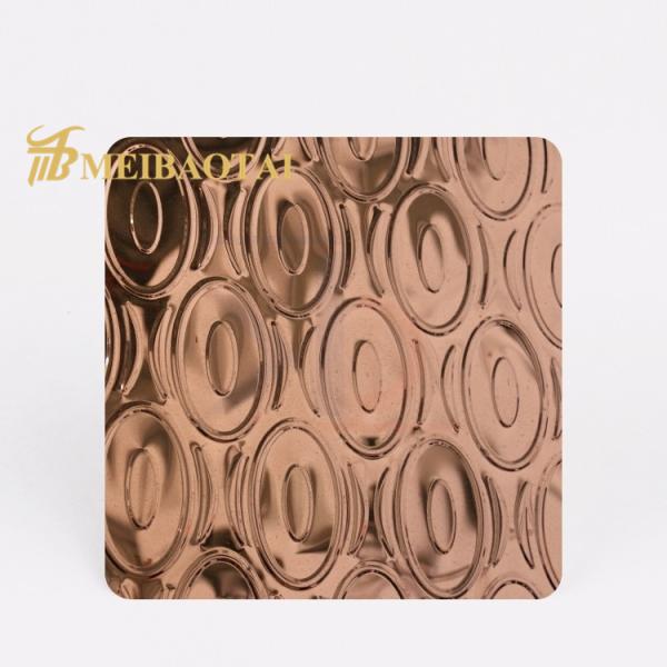 JIS Embossed Stainless Steel Sheet Rose Gold Plating 3D Decorate SS Plate 4x8 0.65mm Thk