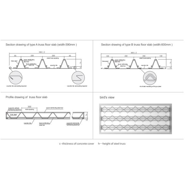 Hot-dip galvanized steel bar truss floor deck for steel structure building