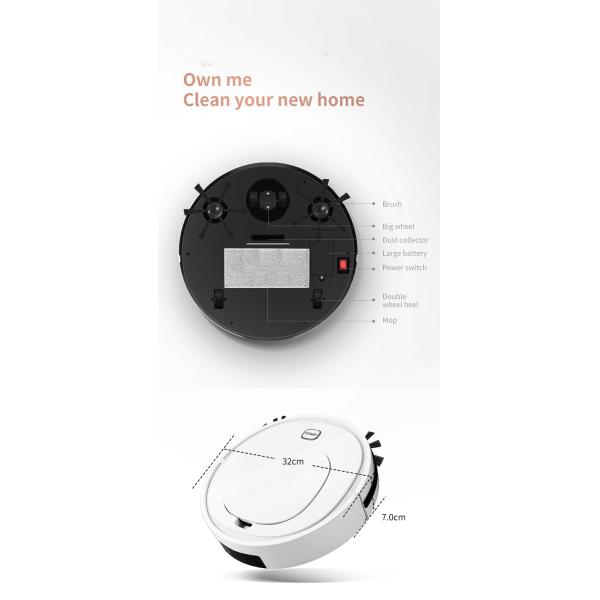 FCC Robot Vacuum For High Pile Carpet Outlet White Floor Mopping Robot