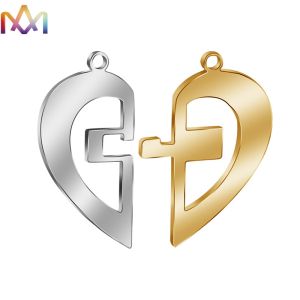 Cheap Anti Fading 304 Stainless Steel Half Heart Pendant wholesale