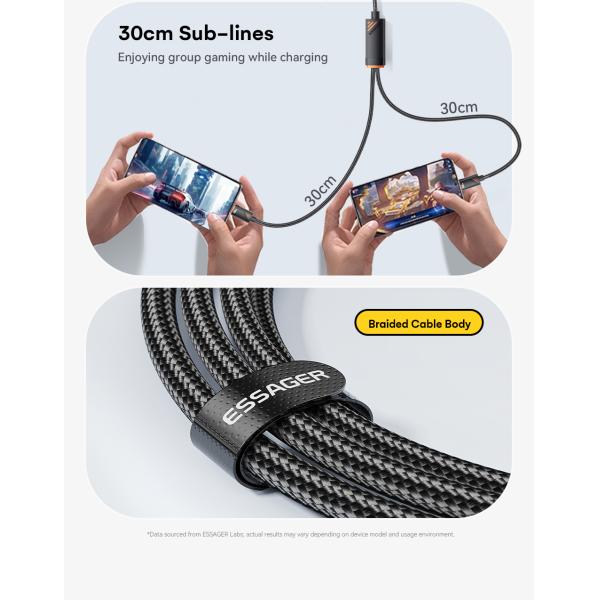 ESSAGER ES-X66 2 in 1 Cable USB C to Type C Lighting Data Charging Cable