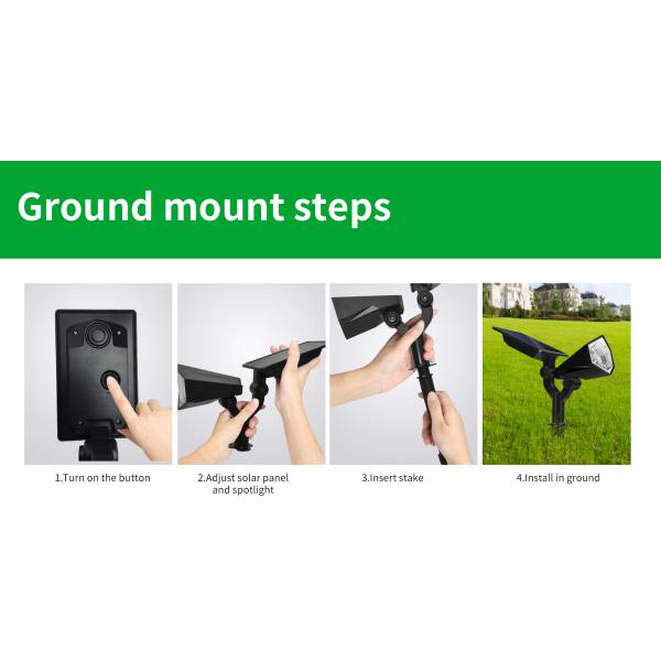 SMD2835 500lm Solar Powered Spot Light , 2200mAh Solar Yard Spotlights