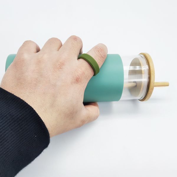 8mm Beveled Edges Mens' Rubber Wedding Engagement Bands for Crossfit Workout Shape pattern Geometric