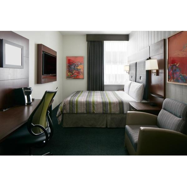 Hotel Bedroom Furniture Mahogany wood headboard Bed and Fixed Millwork TV Wall Panel with Reading desk