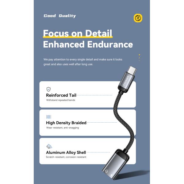 Essager ES-YP27 Usb Type C To Lightning iPhone Audio Converter Charger Adapter Cable