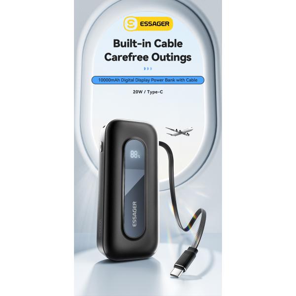 ESSAGER FS01 Series 1000 Mah USB-C Portable Charger Power Bank Acrylic Design 18W USB-C Input