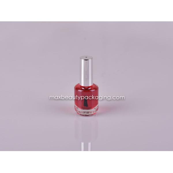 metallic silver cap round nail polish bottle 15ml popular bottle flat brush plastic cosmetic nail polish packaging