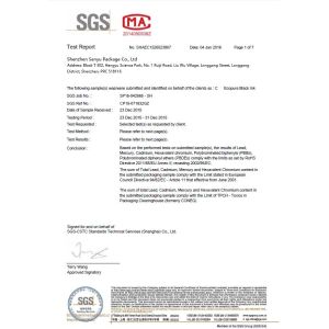 Senyu Package Co., Ltd Certifications