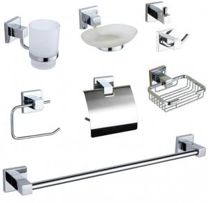 Cheap OEM Stainless Steel Bathroom Hardware Set Towel Bar And Toilet Paper Holder wholesale