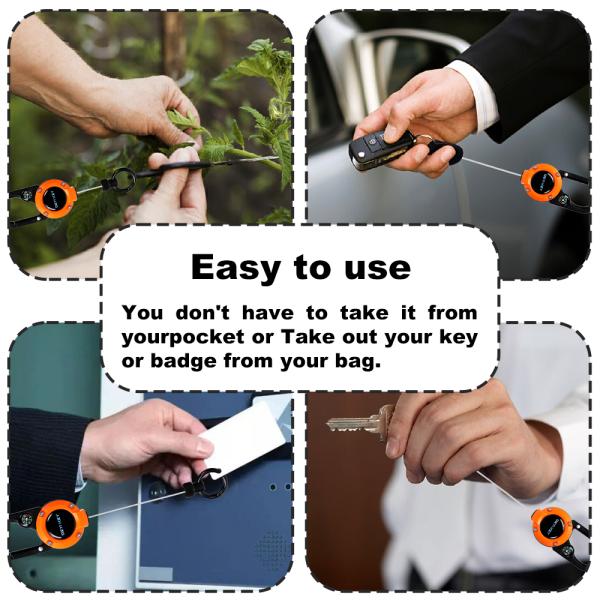 Deyi Badge Reel Multitool Retractable Keychain Clip Id Holder Upgraded 58cm Stainless Steel Cord