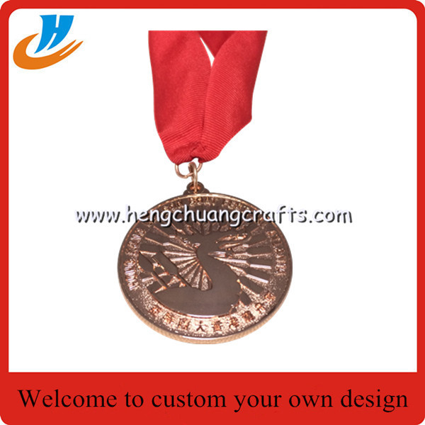 Metal medals,gold plating sports souvenir medals with ribbon High quality football medal