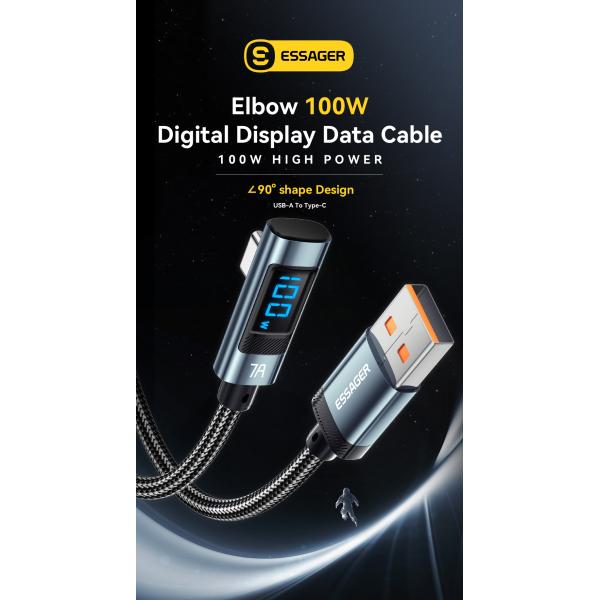 ESSAGER ES-X47 Series USB A To C Cable 1m Short 2m Long 100W