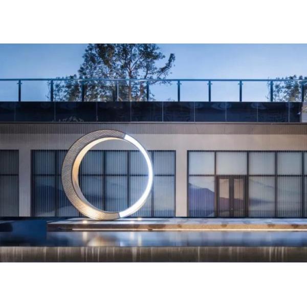 Light Outdoor Garden Sculptures Metal Stainless Steel Circle For Yard