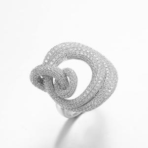 Cheap Annulus Shape 7.59g 925 Silver CZ Rings Rhodium Plated Infinite Loop Ring wholesale