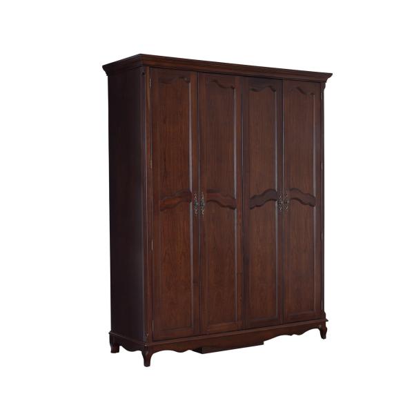 Rubber Wood Furniture Thailand solid wood King/Queen Bed in Leisure American style with Nightstand and Wardrobe