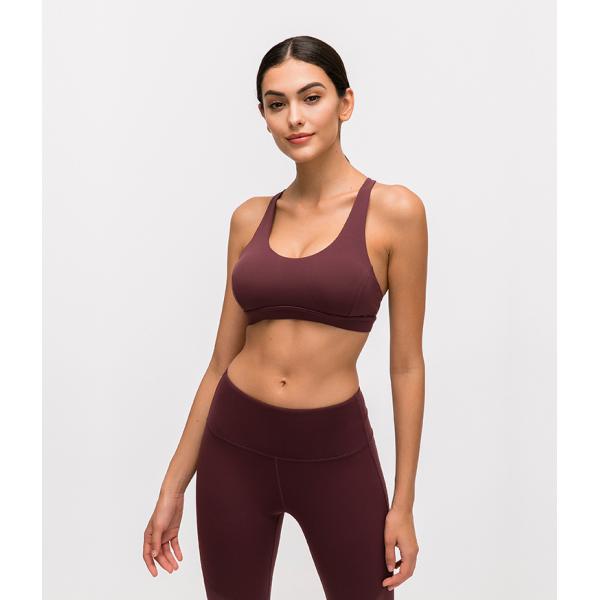 Removable Padded Womens Sports Bra Naked Feel Gathered Without Steel Ring