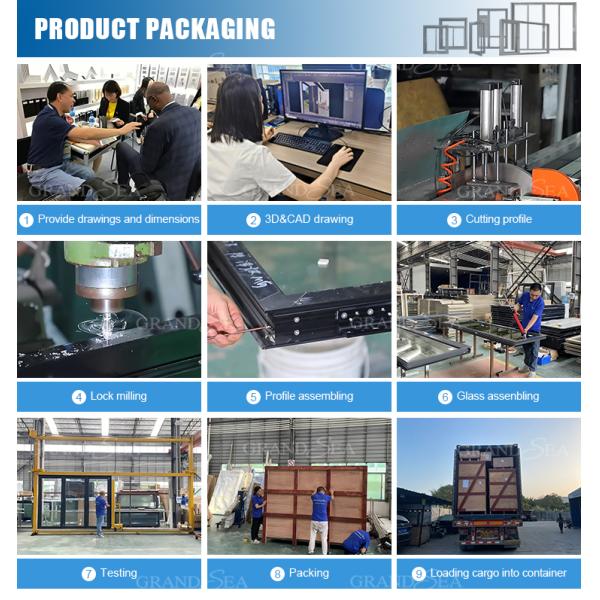 Grandsea Waterproof Hurricane Proof Aluminium Alloy Patio Glass Bi Folding Door American Bifolding Aluminum Folding Door