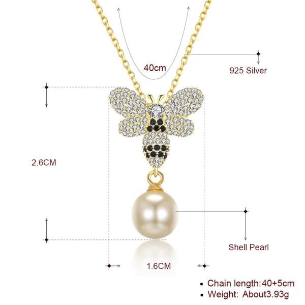 Fashion ODM Butterfly Crystal 0.27in Pearl 3.93g Sterling Silver Jewelry Necklaces