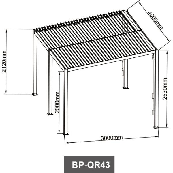 Bioclimatic Outdoor Aluminium Pergola Free Standing Waterproof 3.0mm With Gutter System