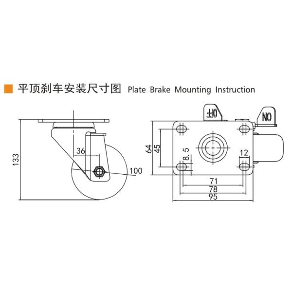 4 Industrial Casters Wheels TPA 75mm Castor Wheels With Brake 504P-26