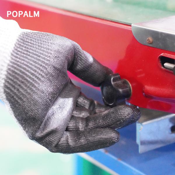 Cut Proof Construction Safety Work Gloves Black PU Coated Gloves Anti Slip