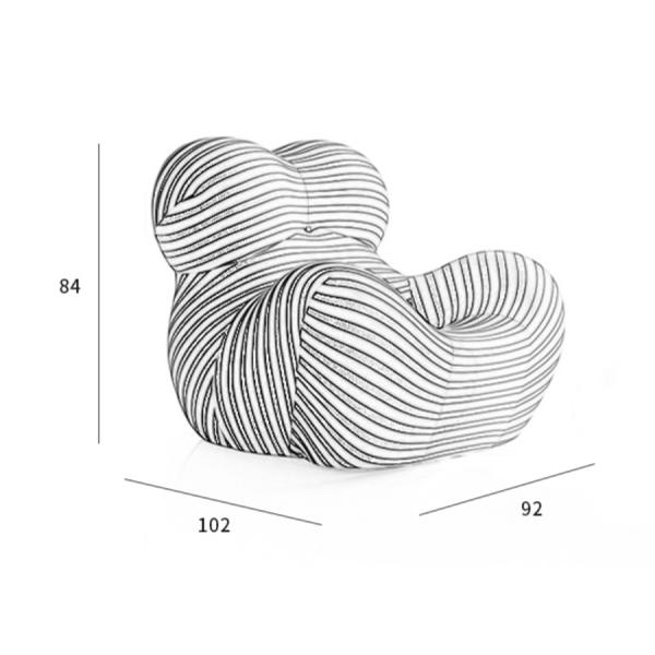 Leather Luxury Living Room Furniture Yellow Stripe Mother'S Embrace Single Sofa