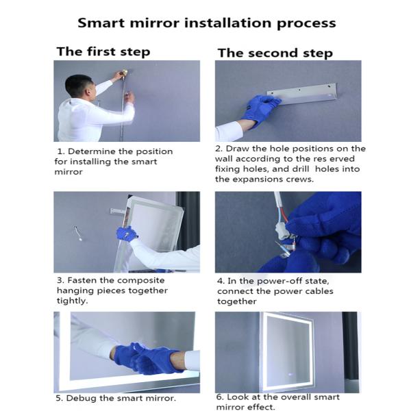 Customized Size Led Touch Bevelled Smart Fitness Bath Backlit Mirror for Salon Makeup