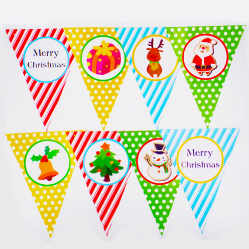 Christmas Pennant String Flags Heat Tranfer Printing UV Protection OEM Offered
