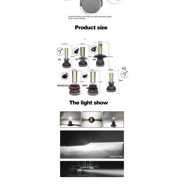 Mini Canbus COB H4 H7 H11 Car Headlight Bulb 9004 9005 Fog Light