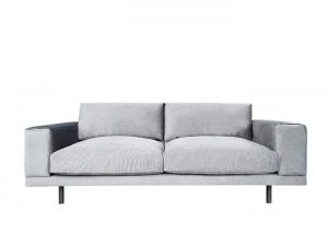 Cheap Fabric sofa grey velvet fabric cover couch metal legs black matt pure sponge padded seats wholesale