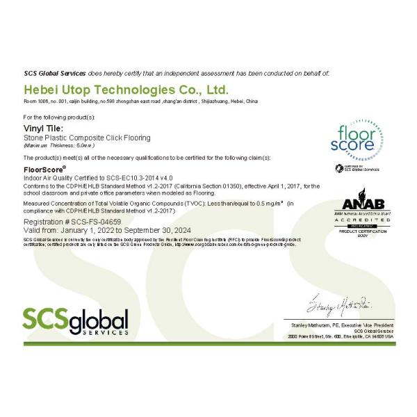 Eco Friendly 100% Waterproof SPC Flooring Tiles Household Usage