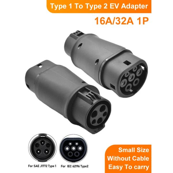 EVSE Adaptor 16A 32A Electric Vehicle Car EV Charger Connector Type 1 To Type 2 EV Adapter