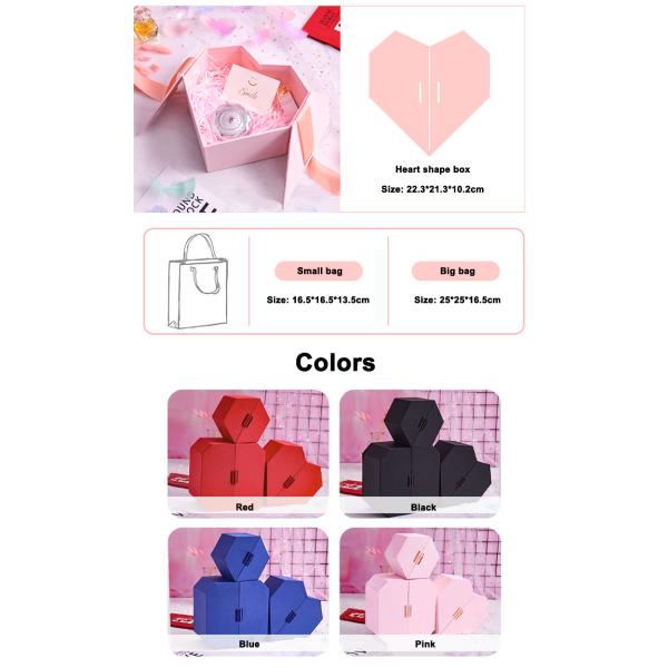 Custom cardboard packaging box wholesale valentines day gift heart shaped gift box with ribbon