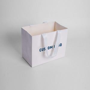 Cheap Luxury Black Paper Bag With Ribbon Handles for Custom Printed Logo Jewelry Packaging wholesale