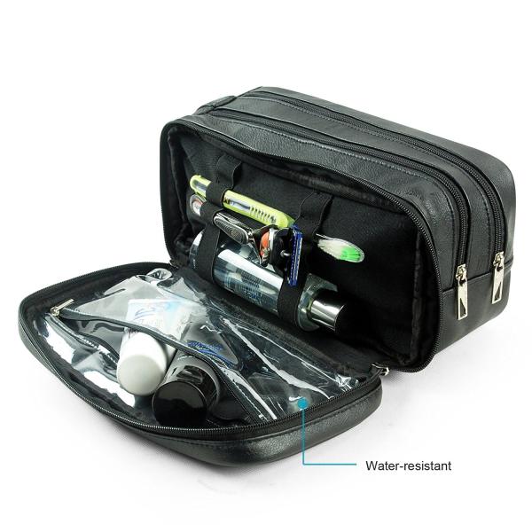 Mens Toiletry Bag, Leather Toiletry Bag, Toiletry Case for Men, Waxed Canvas Pouch,Small Shave Toiletry Bag - Italian