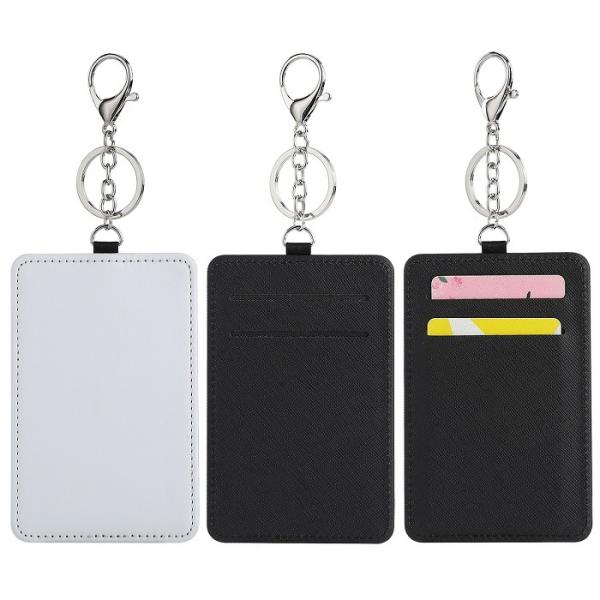 Sublimation Custom Blank ID Card Holder Luggage Tag Keychain Diy Custom Pu Leather Sublimation Card Holder
