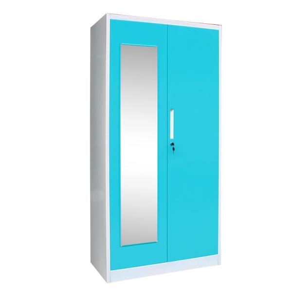 2 Door Metal Wardrobe Cabinet Steel Bedroom Furniture Storage & Closet